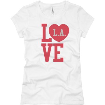 Love LA Heart Tee Junior Fit Basic Bella Favorite Tee