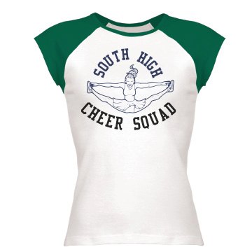 Cheerleader Squad Tee Junior Fit Bella 1x1 Rib Cap Sleeve Raglan Tee