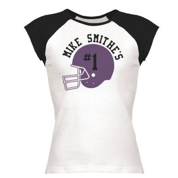 Football Cheerleader Tee Junior Fit Bella 1x1 Rib Cap Sleeve Raglan Tee
