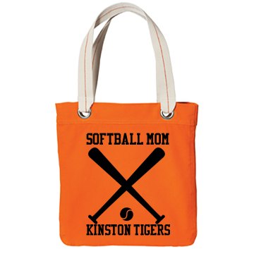 Softball Mom w/ Back Port Authority Color Canvas Tote