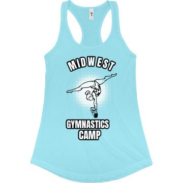 Midwest Gymnastics Camp Junior Fit Bella Sheer Longer Length Rib Racerback Tank Top