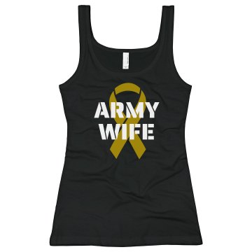 Army Wife Rhinestone Junior Fit Bella Longer Length 1x1 Rib Tank Top