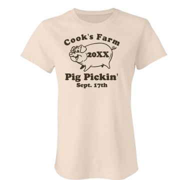 Farm Pig Pickin Promotion Junior Fit Bella Crewneck Jersey Tee