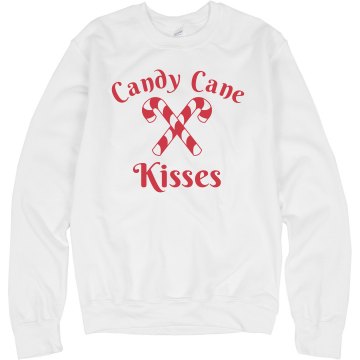 Candy Cane Kisses Junior Fit Bella 1x1 Rib Cap Sleeve Raglan Tee