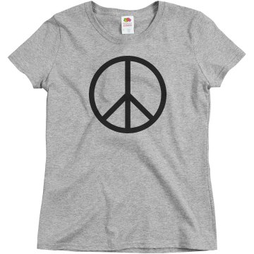 Peace Please Rhinestones Junior Fit Bella Sheer Longer Length Rib Tee