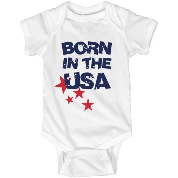 Born in the USA Infant Rabbit Skins Lap Shoulder Creeper