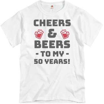 50th Birthday w/ Back Unisex Basic Gildan Heavy Cotton Crew Neck Tee