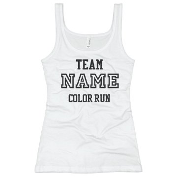 Color Run Your Team Name Junior Fit Basic Bella 2x1 Rib Tank Top