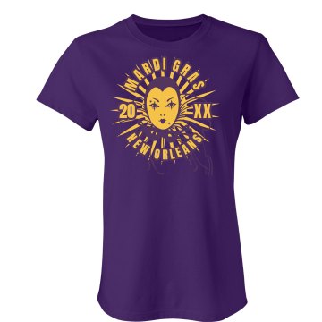 Mardi Gras Celebration Misses Relaxed Fit Gildan Heavy Cotton Tee