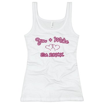 Jen and Mike Est. 2012 Junior Fit Bella Longer Length 1x1 Rib Tank Top