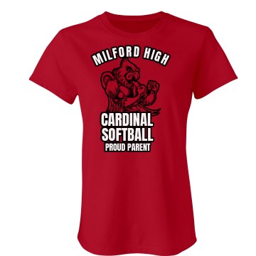 Cardinal Softball Parent Junior Fit Bella Crewneck Jersey Tee