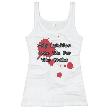 Only Zombies Love Brains Junior Fit Basic Bella 2x1 Rib Tank Top