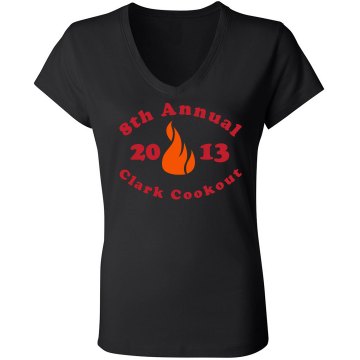 Clark Cookout Reunion Junior Fit Bella Sheer Longer Length Rib V-Neck Tee 