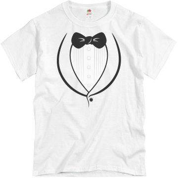 Bachelor Tuxedo w/ Back Unisex Basic Gildan Heavy Cotton Crew Neck Tee