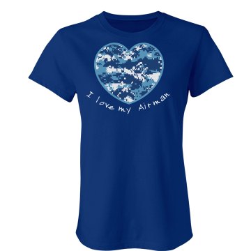 I Love My Airman Junior Fit Bella Sheer Longer Length Rib Tee