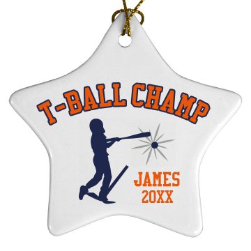 T-Ball Champ Porcelain Star Ornament
