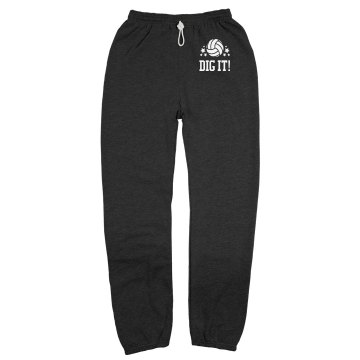 Dig It Volleyball Sweats Unisex Gildan Ultra Blend Open Bottom Pocketed Sweatpants