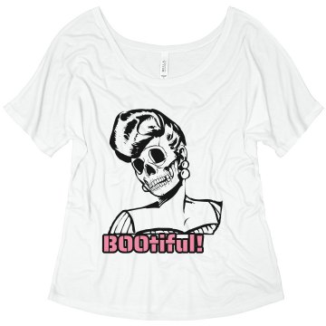 BOOtiful For Halloween Misses Bella Flowy V-Neck Half-Sleeve Tee
