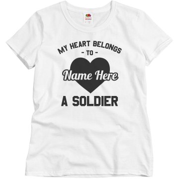 Heart belongs to a Marine Junior Fit Bella Sheer Longer Length Rib Tee