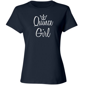 Quince Girl Rhinestones Junior Fit Bella Sheer Longer Length Scoopneck Tee