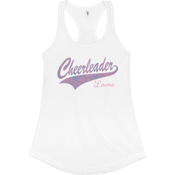Cheer Leopard Spots Junior Fit Bella Sheer Longer Length Rib Racerback Tank Top