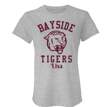 Bayside Tigers Junior Fit Bella Sheer Longer Length Rib Tee