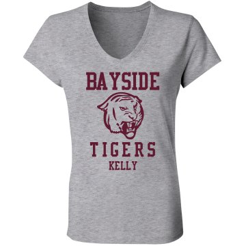 Bayside Tigers Junior Fit Bella Sheer Longer Length Scoopneck Tee