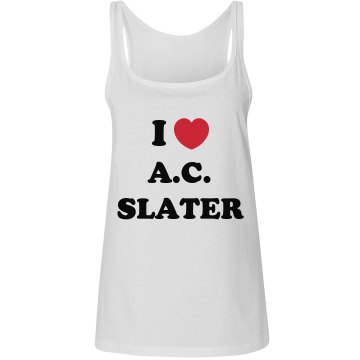 I Love AC Slater Junior Fit Bella 1x1 Rib Ringer Tee