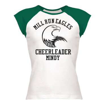 Eagles Mascot Cheerleader Junior Fit Bella 1x1 Rib Cap Sleeve Raglan Tee