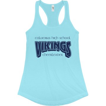 Vikings Cheer Tank Junior Fit Bella Sheer Longer Length Rib Racerback Tank Top