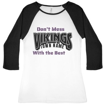 Vikings Sports Fan Junior Fit Bella 1x1 Rib 3/4 Sleeve Raglan Tee