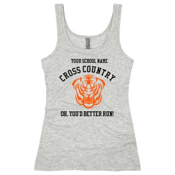School Cross Country Fan Junior Fit Bella Sheer Longer Length Rib Tank Top
