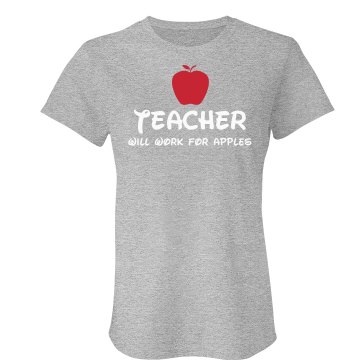 Will Work For Apples Tee Misses Relaxed Port & Company Essential Tee