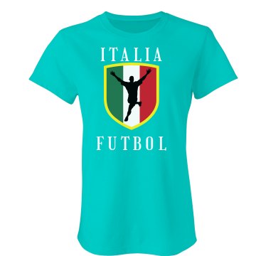 Italia Futbol Distress  Junior Fit Bella Crewneck Jersey Tee