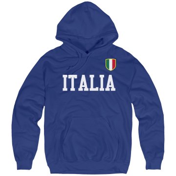 Italia Badge Hoodie Unisex Hanes Ultimate Cotton Heavyweight Hoodie