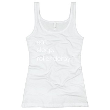Eat Sleep Roller Derby Junior Fit Bella Longer Length 1x1 Rib Tank Top