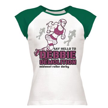 Debbie Demolition Derby T Junior Fit Bella 1x1 Rib Cap Sleeve Raglan Tee
