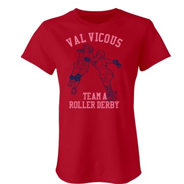 Val Vicous Roller Derby Junior Fit Bella Sheer Longer Length Rib Tee