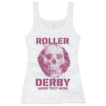 Roller Derby Skull Tank Junior Fit Bella Longer Length 1x1 Rib Tank Top