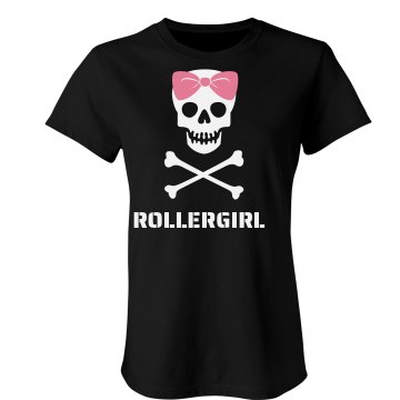 Roller Girl Skull T Junior Fit Bella 1x1 Rib Cap Sleeve Raglan Tee