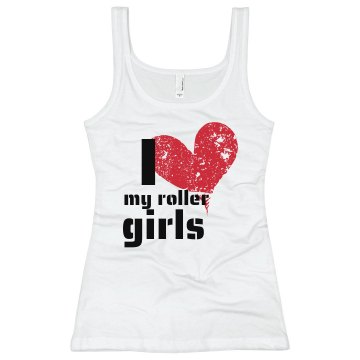 I Heart My Roller Girls Junior Fit Bella Longer Length 1x1 Rib Tank Top