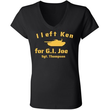 GI Joe Military Man Junior Fit Bella Sheer Longer Length Rib V-Neck Tee 