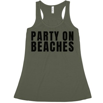 Party On Bitc ...Beaches Misses American Apparel Neon Oversized Crop Tank