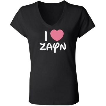 I Heart Zayn Junior Fit Bella Sheer Longer Length Rib V-Neck Tee 