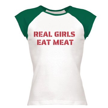 Real Girls Eat Meat Junior Fit Bella 1x1 Rib Ringer Tee