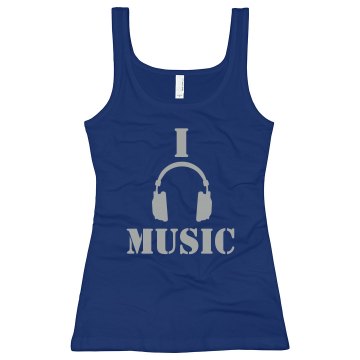 I Love Music Junior Fit Bella Longer Length 1x1 Rib Tank Top