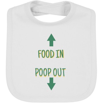 Food In Poop Out Infant Bella Baby 1x1 Rib Reversible Bib