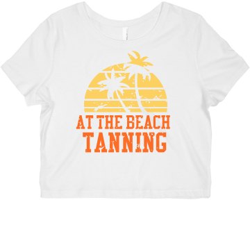 At the Beach Tanning Tee Misses Bella Flowy Boxy Lightweight Crop Tee