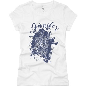 Flower Distressed Tee Junior Fit Basic Bella Favorite Tee
