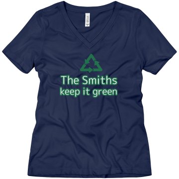 Keep It Green.. Misses Relaxed Fit Anvil V-Neck Tee
